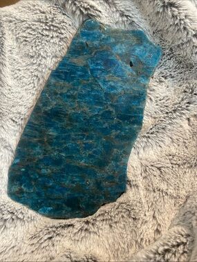 Large Raw Blue Apatite Slab - Deep Teal Blue Stone